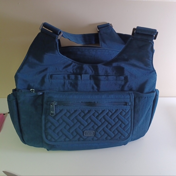 lug Handbags - LUG Carry-On Shoulder Bag Quilted Retired ROMPER Navy Diaper Baby Bag VGC